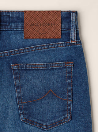 Kate Crop Straight 5 Pocket Jeans in Medium Blue Regenerated Cotton and Lyocell Power Stretch Denim with Vintage Wash 2