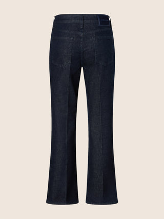 Kate Crop Straight 5 Pocket Jeans in Dark Blue Comfort Denim with Rinse Wash 3