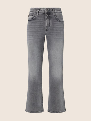 Kate Crop Straight 5 Pocket Jeans in Light Black Stretch Denim with Vintage Wash 1