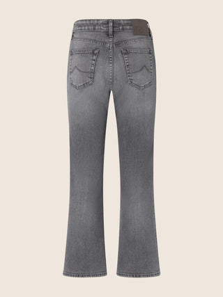Kate Crop Straight 5 Pocket Jeans in Light Black Stretch Denim with Vintage Wash 3