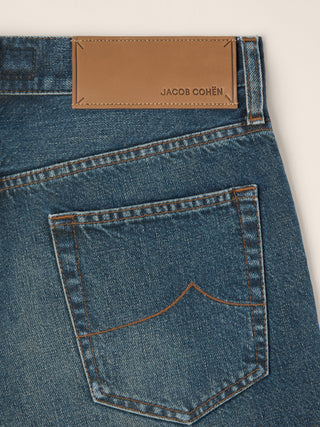 Jean 5 poches Grace coupe décontractée en denim de coton bleu foncé délavé vintage 2