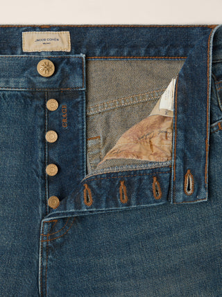 Jean 5 poches Grace coupe décontractée en denim de coton bleu foncé délavé vintage 4