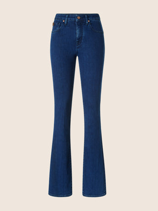 Vivian Bootcut 5 Pocket Jeans in Dark Blue Power Stretch Denim in Regenerated Cotton and Lyocell with Rinse Wash 1