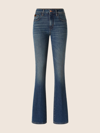 Vivian Bootcut 5 Pocket Jeans in Medium Blue Cotton and Lyocell Comfort Denim with Vintage Wash 1