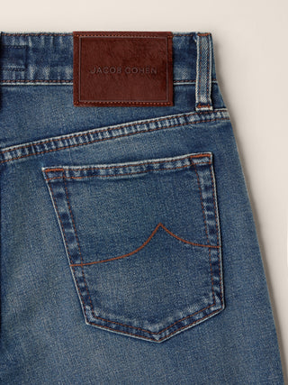 Vivian Bootcut 5 Pocket Jeans in Medium Blue Cotton and Lyocell Comfort Denim with Vintage Wash 2