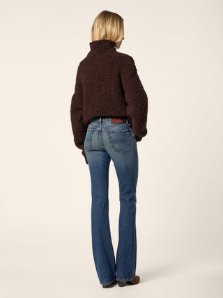 Vivian Bootcut 5 Pocket Jeans in Medium Blue Cotton and Lyocell Comfort Denim with Vintage Wash 4