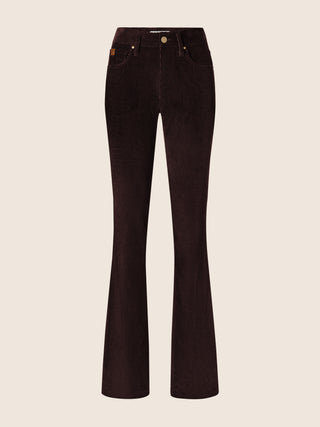 Vivian Bootcut 5 Pocket Pants in Burgundy Wide-Rib Cotton Corduroy 1