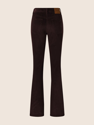 Vivian Bootcut 5 Pocket Pants in Burgundy Wide-Rib Cotton Corduroy 3