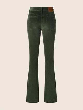 Vivian Bootcut 5 Pocket Pants in Sage Green Wide-Rib Cotton Corduroy 3