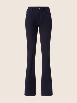 Pantaloni 5 tasche Vivian bootcut in suede leggero blu 1