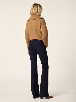 Pantaloni 5 tasche Vivian bootcut in suede leggero blu 4