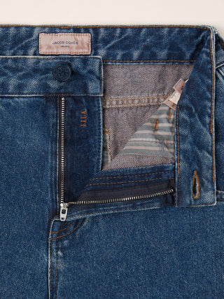 Jeans 5 tasche Lila barrel in denim di cotone blu scuro lavaggio stone 5