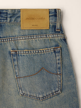 Jean 5 poches Lila coupe barrel en denim de coton bleu moyen délavé vintage 2