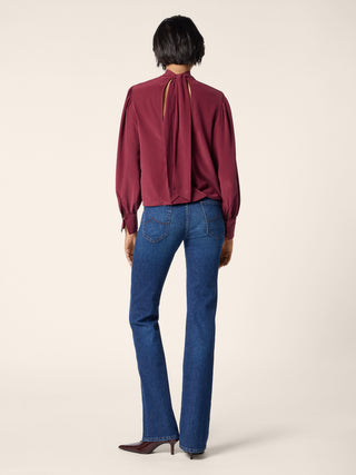 Jean 5 poches Cara coupe straight en denim spécial confort bleu foncé délavé vintage 4