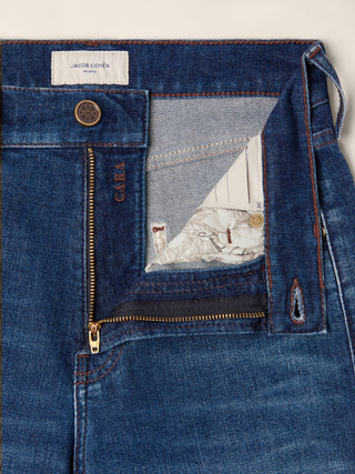 Jean 5 poches Cara coupe straight en denim spécial confort bleu foncé délavé vintage 5