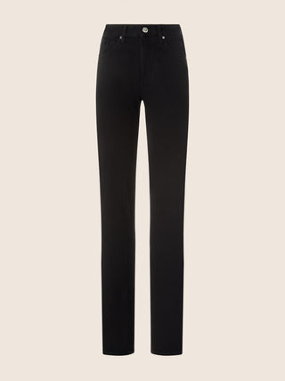 Jean 5 poches Cara en denim de coton et lyocell noir, délavé par rinçage