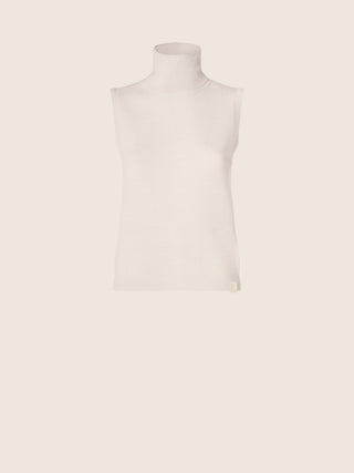 Sleeveless Turtleneck Top in White Wool 1