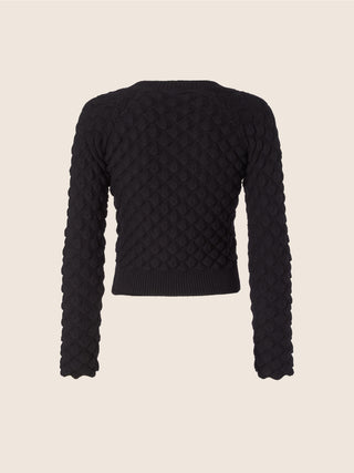 V-Neck Sweater in Black Wool, Viscose and Nylon 2