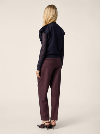 Vest in Navy Blue Wool and Silk Fabric with Calf-Hair Insert 3