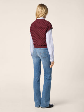 Vest in Granate Red Wool, Viscose and Nylon 3