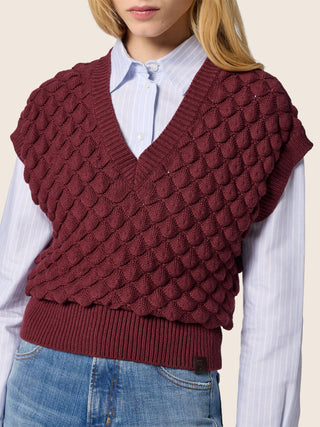 Vest in Granate Red Wool, Viscose and Nylon 4
