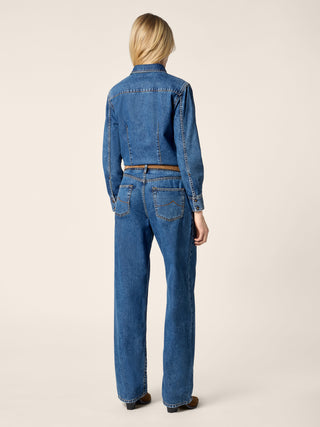 Jumpsuit in Medium Blue Denim with Stone Wash 3
