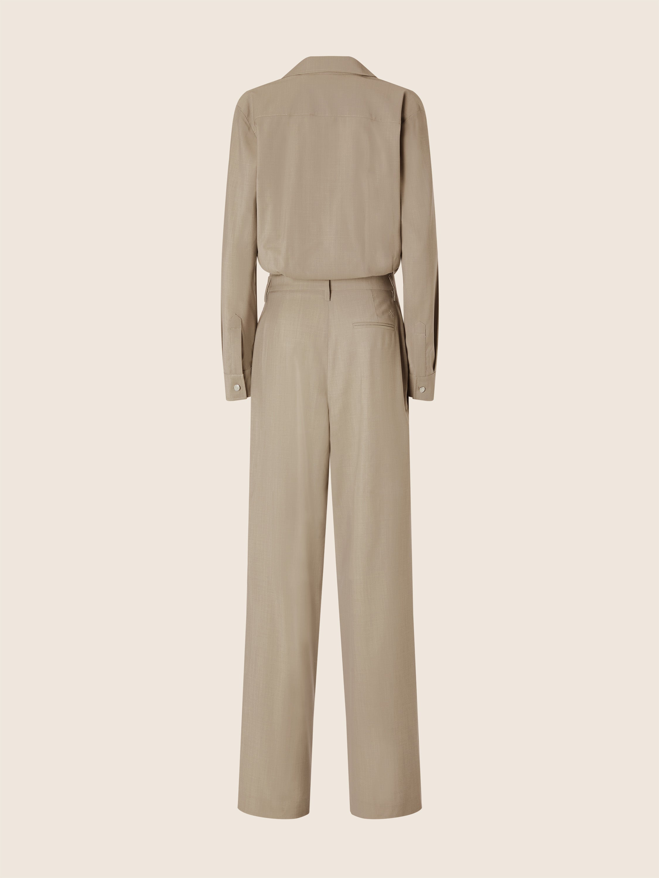 Jumpsuit in Camel Brown Lightweight Wool-Cashmere Canvas | Jacob Cohën