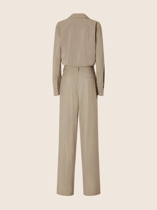 Jumpsuit in Camel Brown Lightweight Wool-Cashmere Canvas 3
