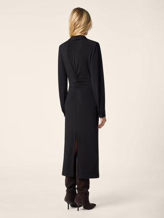 Polo-Neck Dress in Black Matte Stretch Viscose Jersey 3