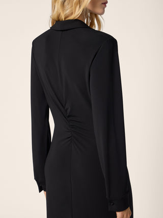 Polo-Neck Dress in Black Matte Stretch Viscose Jersey 4