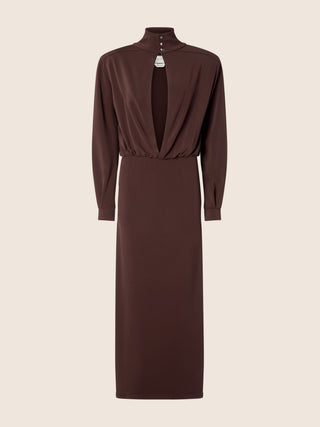 Maxi Dress in Brown Matte Stretch Viscose Jersey 1