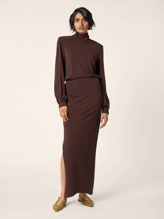 Maxi Dress in Brown Matte Stretch Viscose Jersey 2