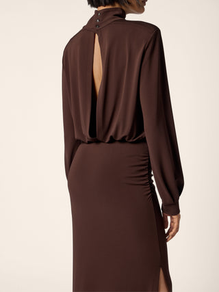 Maxi Dress in Brown Matte Stretch Viscose Jersey 4