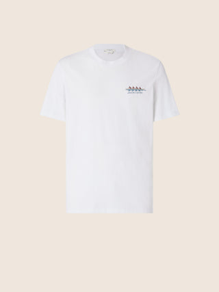 T-shirt in White Cotton Jersey with Embroidery 1