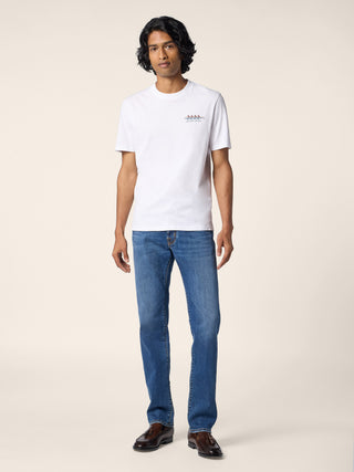 T-shirt in White Cotton Jersey with Embroidery 2