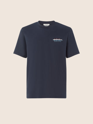 T-shirt in Navy Blue Cotton Jersey with Embroidery 1