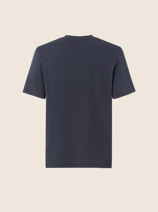 T-shirt in Navy Blue Cotton Jersey with Embroidery 2