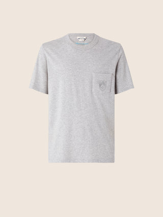 T-shirt in Grey Melange Cotton Jersey with Pocket 1