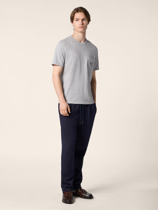 T-shirt in Grey Melange Cotton Jersey with Pocket 2