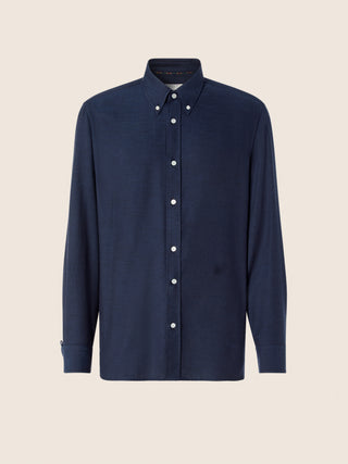 Shirt in Night Blue Cotton and Cashmere Batavia 1