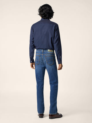Shirt in Night Blue Cotton and Cashmere Batavia 3