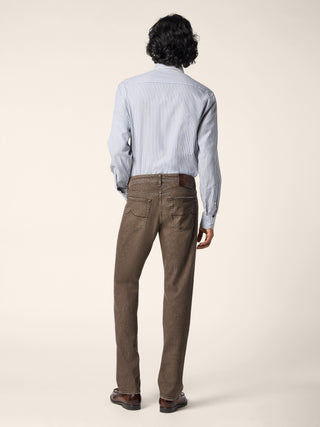 Shirt in Light Blue and White Striped Technical Wool Gabardine 3