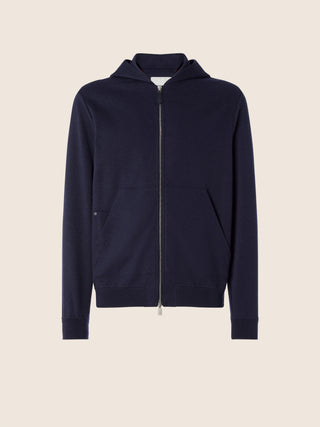Sweatshirt in Blue and Burgundy Cotton, Cashmere and Silk Blend Jersey 1