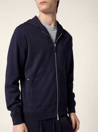 Sweatshirt in Blue and Burgundy Cotton, Cashmere and Silk Blend Jersey 4