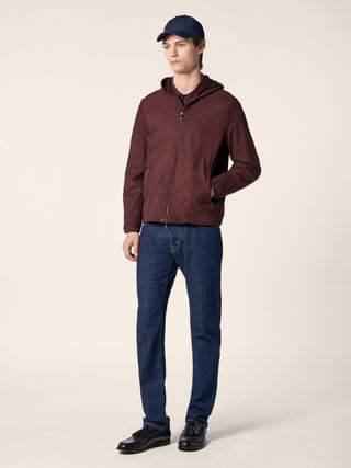 Hooded Jacket in Burgundy Ultra-Light Nubuck Leather 2