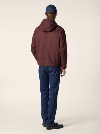 Hooded Jacket in Burgundy Ultra-Light Nubuck Leather 3