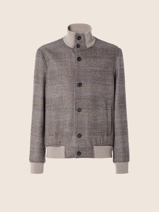 Aviator Jacket in Grey Vitale Barberis Canonico Prince of Wales Flannel 1
