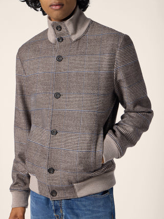 Aviator Jacket in Grey Vitale Barberis Canonico Prince of Wales Flannel 4