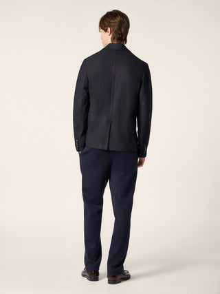 Single-Breasted Blazer in Dark Blue Ultra-Thin Nubuck Leather 3