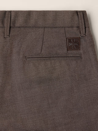 Jannik Regular-Slim Chino Pants in Brown Melange Wool Twill 3